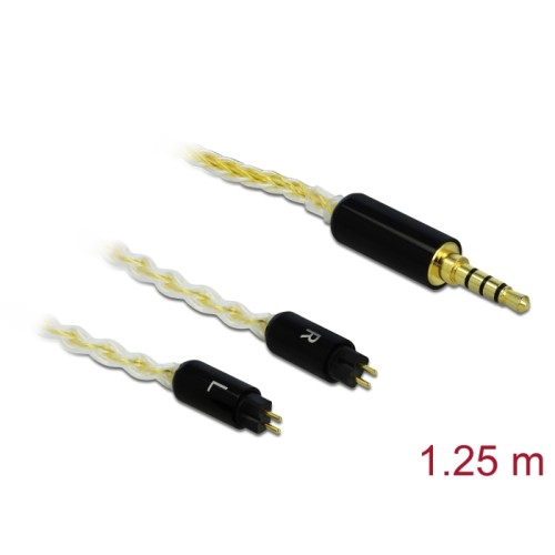 Delock Audio Cable 3.5 mm 4 pin stereo jack male to 2 x 2 pin male 1.25 m