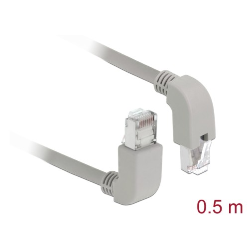 Delock Network cable RJ45 Cat.6A S/FTP upwards / downwards angled 0.5 m