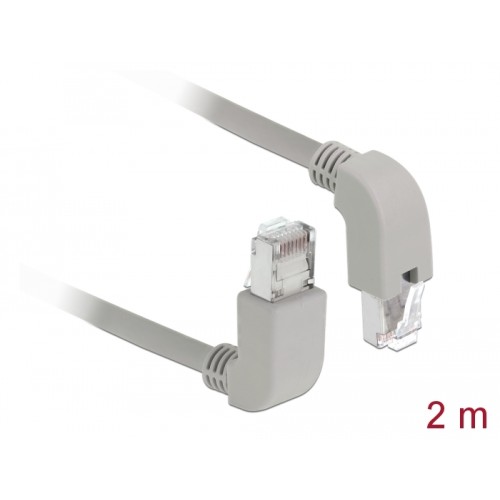 Delock Network cable RJ45 Cat.6A S/FTP upwards / downwards angled 2 m