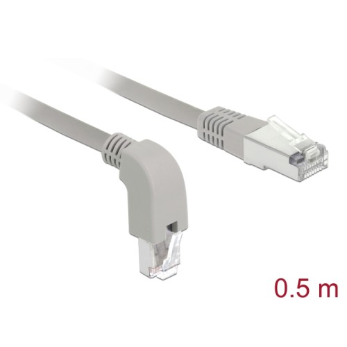 Delock Network cable RJ45 Cat.6A S/FTP downwards angled / straight 0.5 m