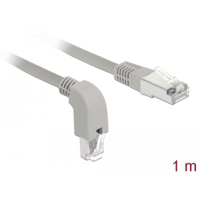 Delock Network cable RJ45 Cat.6A S/FTP downwards angled / straight 1 m