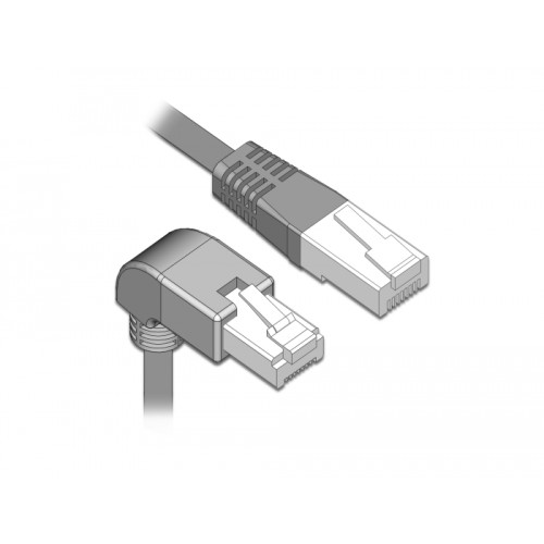 Delock Network cable RJ45 Cat.6A S/FTP downwards angled / straight 1 m