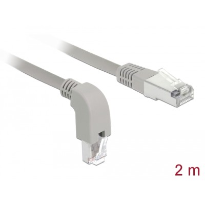 Delock Network cable RJ45 Cat.6A S/FTP downwards angled / straight 2 m