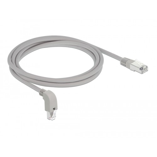Delock Network cable RJ45 Cat.6A S/FTP downwards angled / straight 2 m