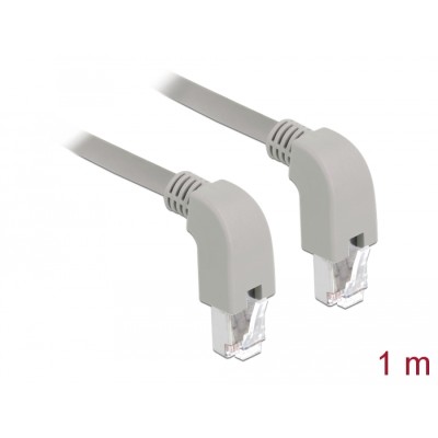 Delock Network cable RJ45 Cat.6A S/FTP downwards / downwards angled 1 m