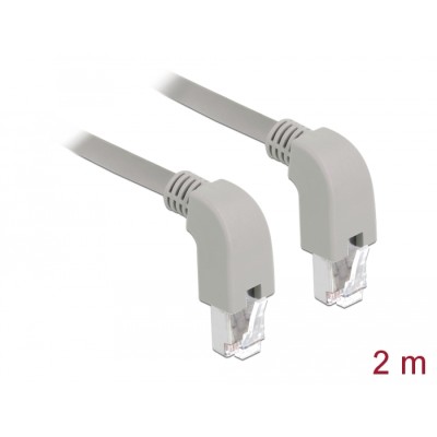 Delock Network cable RJ45 Cat.6A S/FTP downwards / downwards angled 2 m