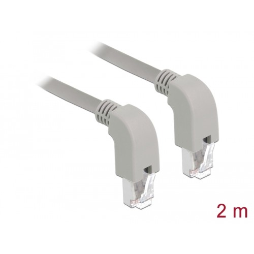 Delock Network cable RJ45 Cat.6A S/FTP downwards / downwards angled 2 m