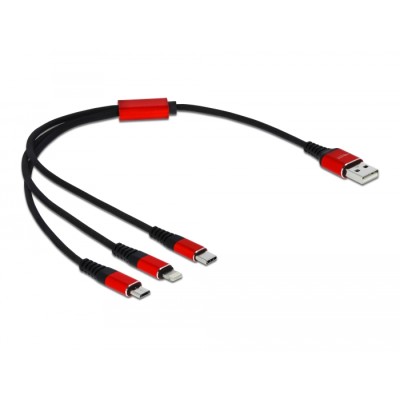 Delock USB Charging Cable 3 in 1 for Lightning™ / Micro USB / USB Type-C™ 30 cm 2
