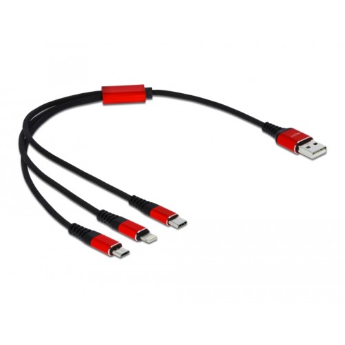 Delock USB Charging Cable 3 in 1 for Lightning™ / Micro USB / USB Type-C™ 30 cm
