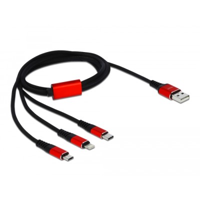 Delock USB Charging Cable 3 in 1 for Lightning™ / Micro USB / USB Type-C™ 1 m 2