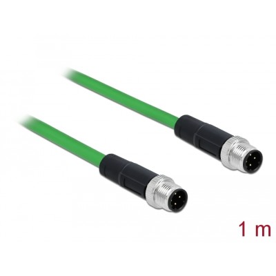 Delock Network cable M12 4 pin D-coded male to male TPU 1 m