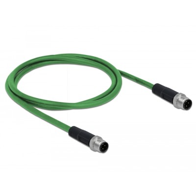 Delock Network cable M12 4 pin D-coded male to male TPU 1 m 2