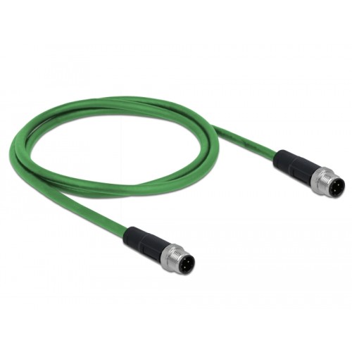 Delock Network cable M12 4 pin D-coded male to male TPU 1 m