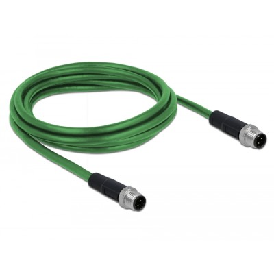 Delock Network cable M12 4 pin D-coded male to male TPU 2 m 2