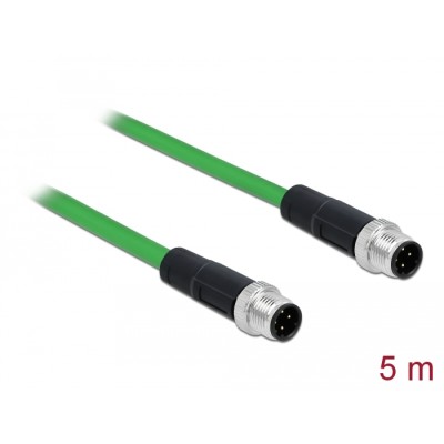 Delock Network cable M12 4 pin D-coded male to male TPU 5 m