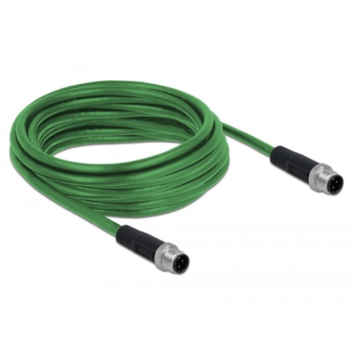 Delock Network cable M12 4 pin D-coded male to male TPU 5 m