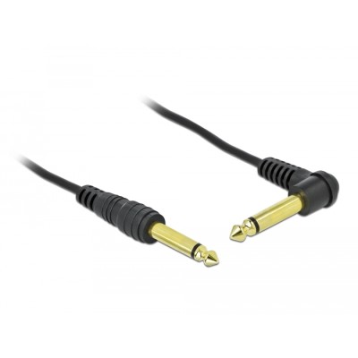 Delock Coiled Cable 6.35 mm 2 pin Mono Jack male to Mono Jack male angled 2 m black 2