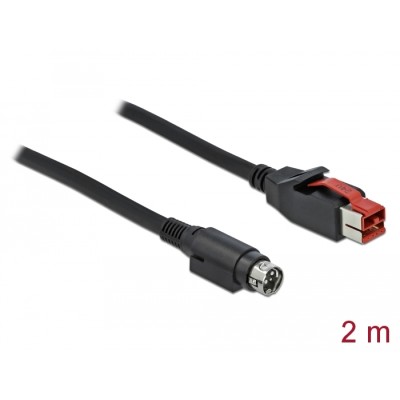 Delock PoweredUSB cable male 24 V to Mini-DIN 3 pin male 2 m for POS printers and terminals