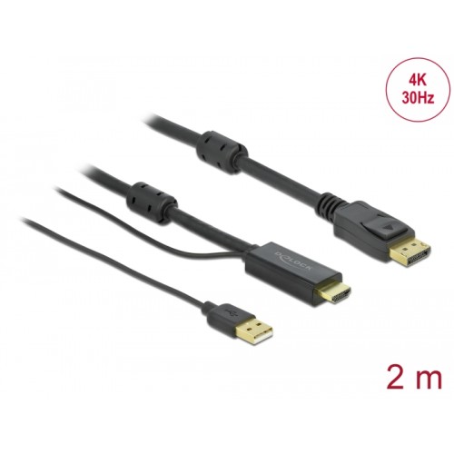 Delock HDMI to DisplayPort cable 4K 30 Hz 2 m