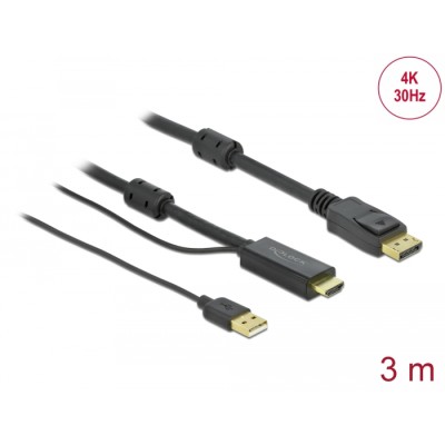 Delock HDMI to DisplayPort cable 4K 30 Hz 3 m