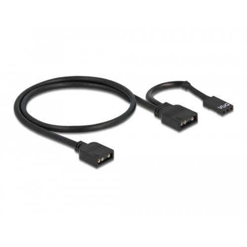 Delock RGB Connection Cable 3 pin for 5 V RGB / ARGB LED illumination with 2 x 3 pin female 50 cm