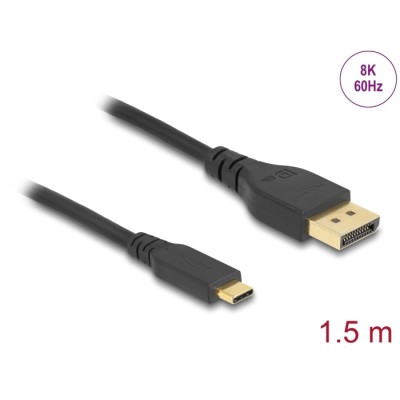 Delock Bidirectional USB Type-C™ to DisplayPort Cable (DP Alt Mode) 8K 60 Hz 1.5 m DP 8K certified