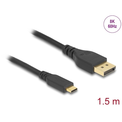 Delock Bidirectional USB Type-C™ to DisplayPort Cable (DP Alt Mode) 8K 60 Hz 1.5 m DP 8K certified