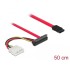 Delock Kabel SATA 6 Gb/s 7 Pin Buchse + Molex 4 Pin Strom Stecker  SATA 22 Pin Buchse oben gewinkelt 50 cm