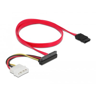 Delock Cable SATA 6 Gb/s 7 pin receptacle + Molex 4 pin power plug - SATA 22 pin receptacle upwards angled 50 cm 2