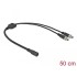 Delock DC Splitter Cable 5.5 x 2.1 mm 1 x female to 2 x male screwable