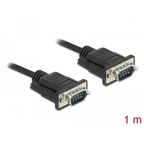 Delock Serial Cable RS-232 D-Sub9 male to male with narrow plug housing 1 m