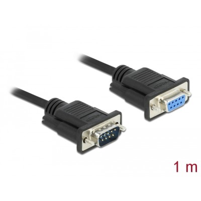 Delock Serial Cable RS-232 D-Sub9 male to female with narrow plug housing 1 m