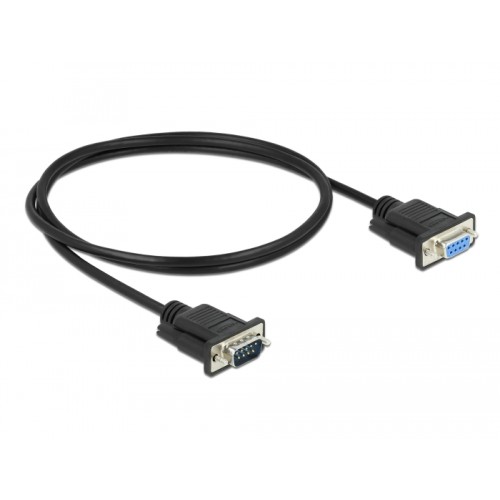 Delock Serial Cable RS-232 D-Sub9 male to female with narrow plug housing 1 m