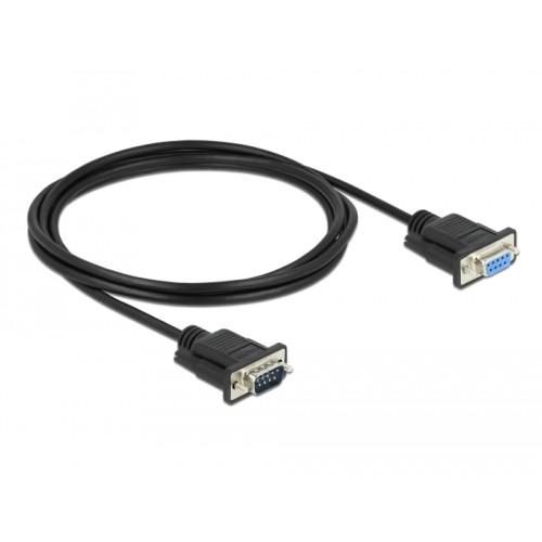 Delock RS-232 Cable Serial D-Sub9 male to female with narrow plug housing 2 m