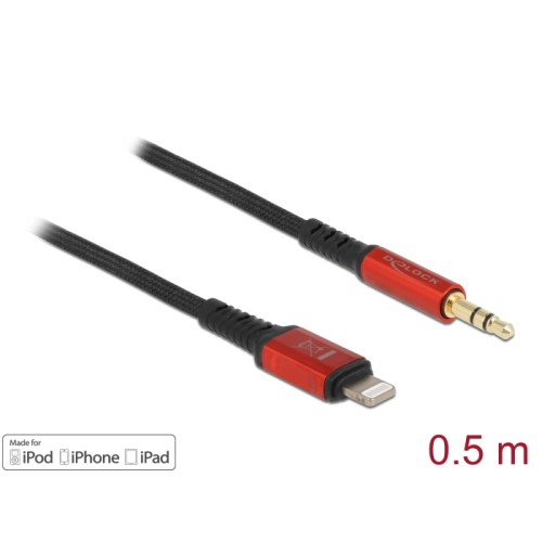 Delock Audio Cable 8 pin Lightning™ male to Stereo jack male 3.5 mm 3 pin 0.5 m