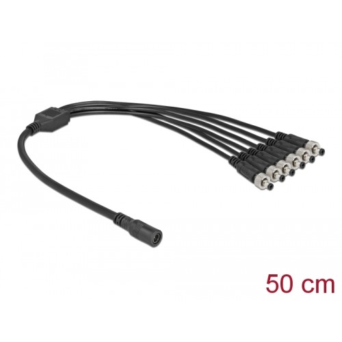 Delock DC Splitter Cable 5.5 x 2.1 mm 1 x female to 6 x male screwable