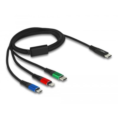 Delock USB Charging Cable 3 in 1 USB Type-C™ to Lightning™ / Micro USB / USB Type-C™ 1 m 2