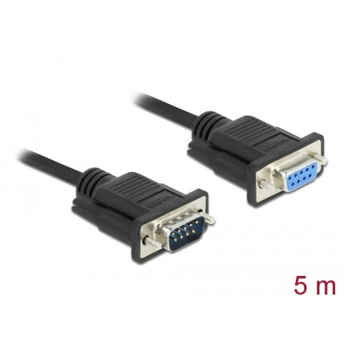 Delock Serial Cable RS-232 D-Sub9 male to female with narrow plug housing 5 m
