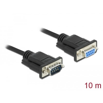 Delock RS-232 Cable Serial D-Sub9 male to female with narrow plug housing 10 m