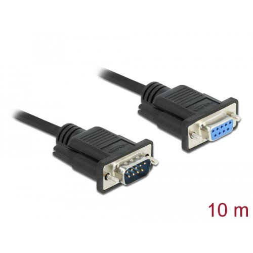 Delock Serial Cable RS-232 D-Sub9 male to female with narrow plug housing 10 m