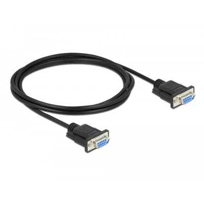 Delock RS-232 Cable Serial D-Sub9 female to female null modem with narrow plug housing 2 m 2