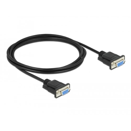 Delock RS-232 Cable Serial D-Sub9 female to female null modem with narrow plug housing 2 m