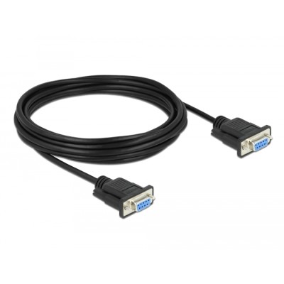 Delock RS-232 Cable Serial D-Sub9 female to female null modem with narrow plug housing 5 m 2