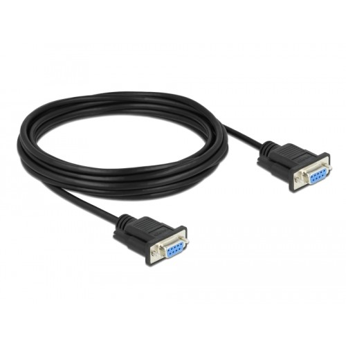 Delock Serial Cable RS-232 D-Sub9 female to female null modem with narrow plug housing 5 m