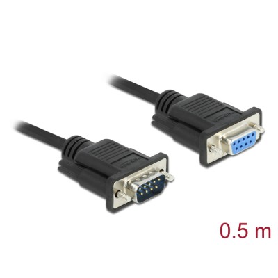 Delock Serial Cable RS-232 D-Sub9 male to female with narrow plug housing 0.5 m