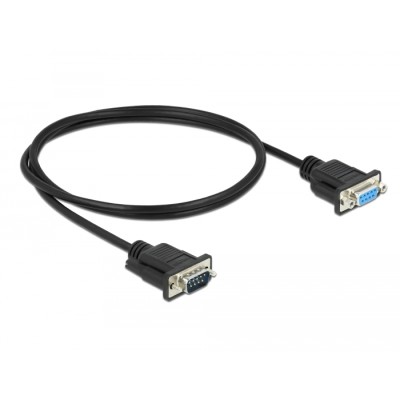 Delock RS-232 Cable Serial D-Sub9 male to female null modem with narrow plug housing 1 m 2