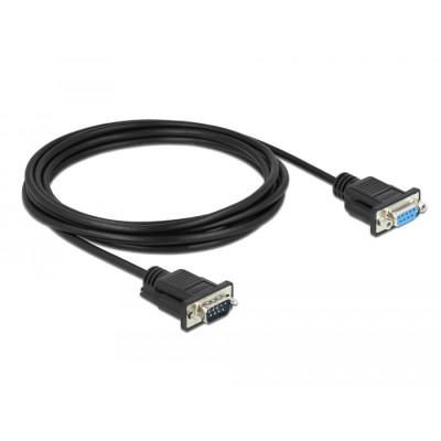 Delock Serial Cable RS-232 D-Sub9 male to female null modem with narrow plug housing 3 m 2