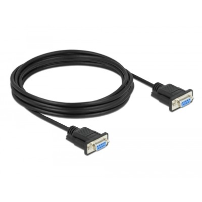 Delock RS-232 Cable Serial D-Sub9 female to female null modem with narrow plug housing 4 m 2