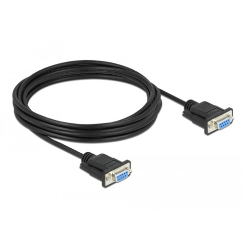 Delock Serial Cable RS-232 D-Sub9 female to female null modem with narrow plug housing 4 m