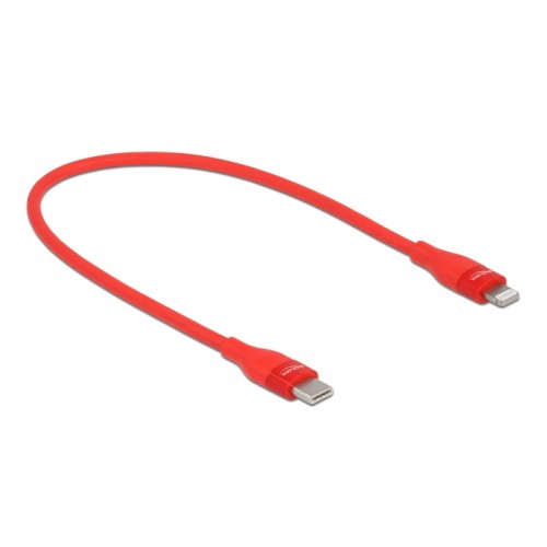 Delock Data and charging cable USB Type-C™ to Lightning™ for iPhone™, iPad™ and iPod™ red 0.5 m MFi